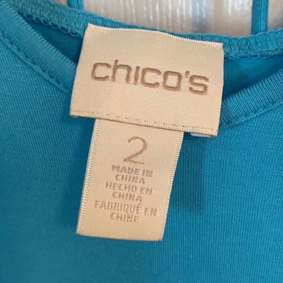 Chicos - Teal blue cotton blend comfort dress. - Picture 4 of 4